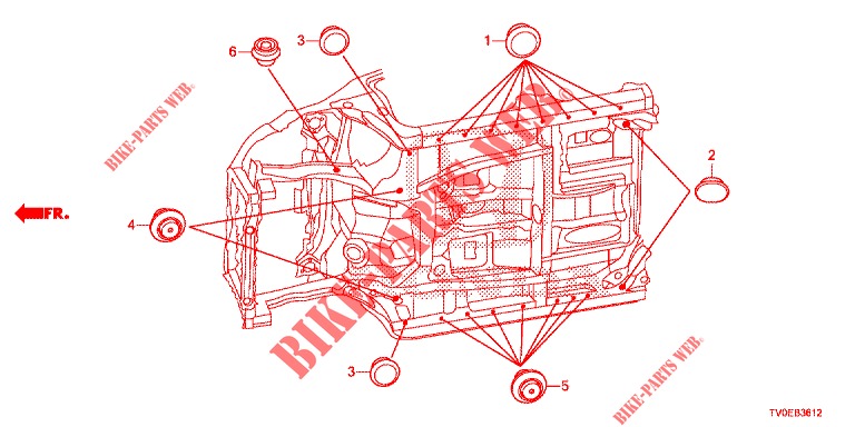 DOORVOERTULLE (INFERIEUR) voor Honda CIVIC 1.4 EXECUTIVE TUNER LESS 5 deuren 6-versnellings handgeschakelde versnellingsbak 2014