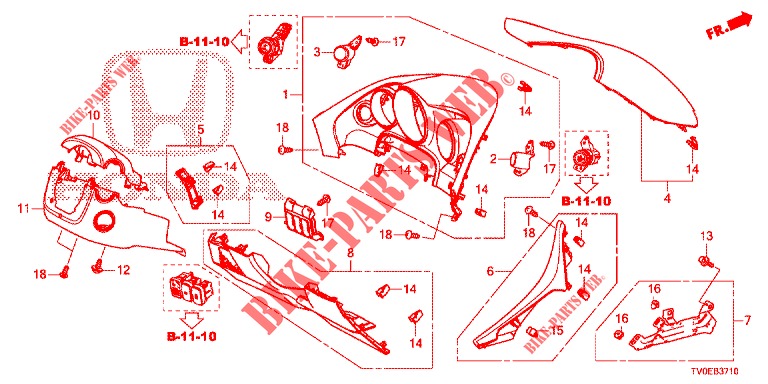 INSTRUMENTEN AFWERKING (COTE DE CONDUCTEUR) (LH) voor Honda CIVIC 1.4 EXECUTIVE TUNER LESS 5 deuren 6-versnellings handgeschakelde versnellingsbak 2014