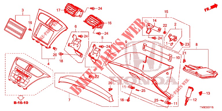INSTRUMENTEN AFWERKING (COTE DE PASSAGER) (LH) voor Honda CIVIC 1.4 EXECUTIVE TUNER LESS 5 deuren 6-versnellings handgeschakelde versnellingsbak 2014