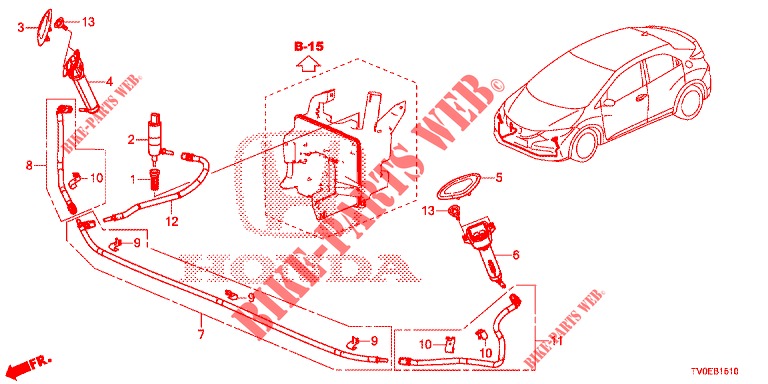 KOPLAMP SPROEIERWISSER(S)  voor Honda CIVIC 1.4 EXECUTIVE TUNER LESS 5 deuren 6-versnellings handgeschakelde versnellingsbak 2014