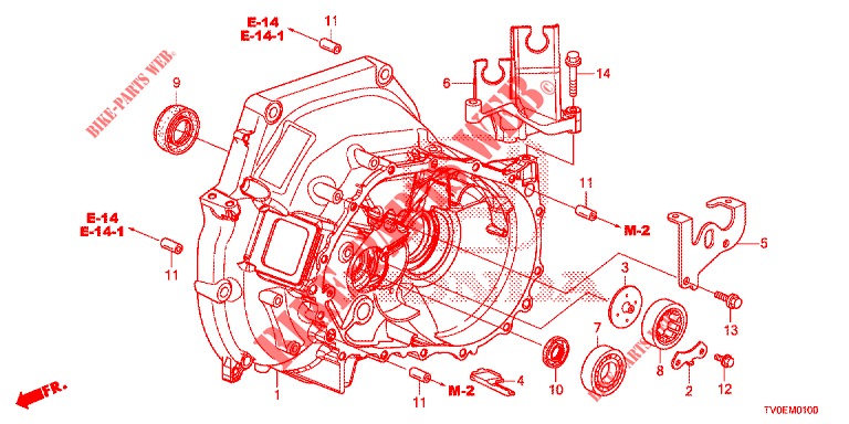 KOPPELING BEHUIZING  voor Honda CIVIC 1.4 EXECUTIVE TUNER LESS 5 deuren 6-versnellings handgeschakelde versnellingsbak 2014