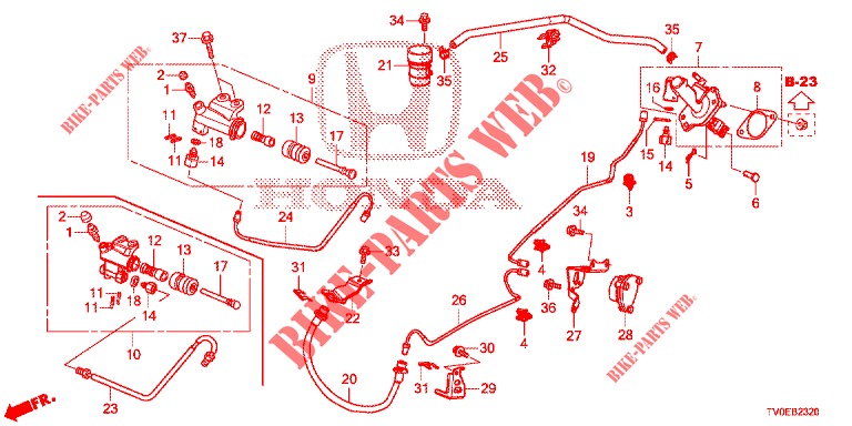 KOPPELING HOOFDCILINDER (LH) voor Honda CIVIC 1.4 EXECUTIVE TUNER LESS 5 deuren 6-versnellings handgeschakelde versnellingsbak 2014