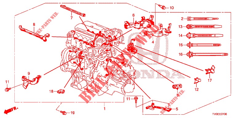 MOTOR BEDRADINGSBUNDEL (1.4L) voor Honda CIVIC 1.4 EXECUTIVE TUNER LESS 5 deuren 6-versnellings handgeschakelde versnellingsbak 2014