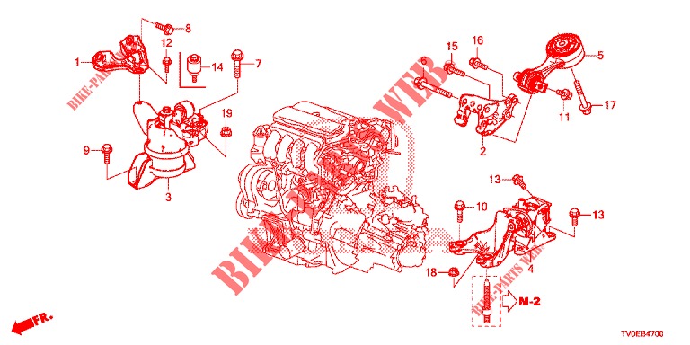 MOTOR BEVESTIGINGEN (1.4L) voor Honda CIVIC 1.4 EXECUTIVE TUNER LESS 5 deuren 6-versnellings handgeschakelde versnellingsbak 2014