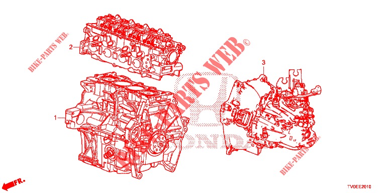 MOTOR MONTAGE/VERSNELLINGSBAKSAMENSTEL (1.4L) voor Honda CIVIC 1.4 EXECUTIVE TUNER LESS 5 deuren 6-versnellings handgeschakelde versnellingsbak 2014