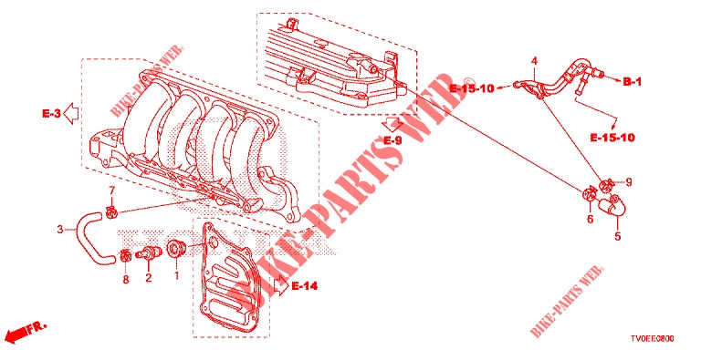 ONTLUCHTER PIJP (1.4L) voor Honda CIVIC 1.4 EXECUTIVE TUNER LESS 5 deuren 6-versnellings handgeschakelde versnellingsbak 2014