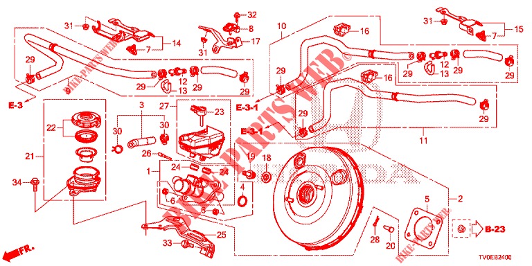 REM HOOFDCILINDER/HOOFDSPANNING (LH) voor Honda CIVIC 1.4 EXECUTIVE TUNER LESS 5 deuren 6-versnellings handgeschakelde versnellingsbak 2014