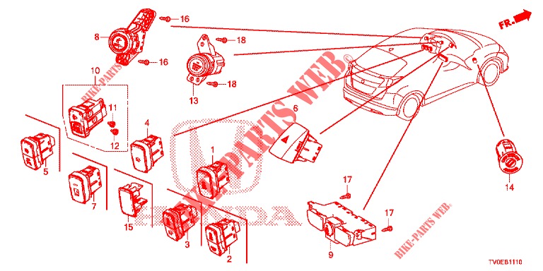 SCHAKELAAR (LH) voor Honda CIVIC 1.4 EXECUTIVE TUNER LESS 5 deuren 6-versnellings handgeschakelde versnellingsbak 2014