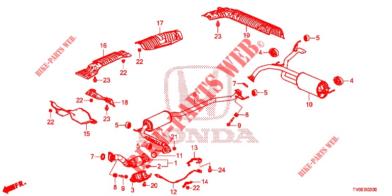 UITLAATPIJP/GELUIDDEMPER (1.4L) voor Honda CIVIC 1.4 EXECUTIVE TUNER LESS 5 deuren 6-versnellings handgeschakelde versnellingsbak 2014