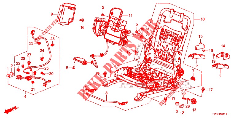 V. ZITTING COMPONENTEN (G.) (HAUTEUR MANUELLE) voor Honda CIVIC 1.4 EXECUTIVE TUNER LESS 5 deuren 6-versnellings handgeschakelde versnellingsbak 2014