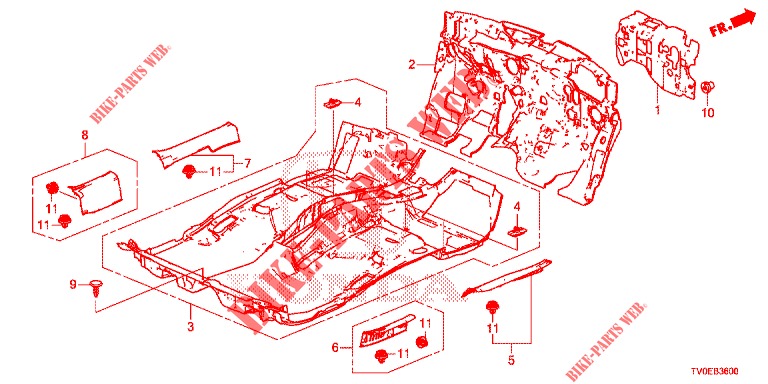 VLOERMAT/ISOLATOR  voor Honda CIVIC 1.4 EXECUTIVE TUNER LESS 5 deuren 6-versnellings handgeschakelde versnellingsbak 2014