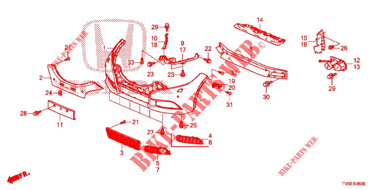 VOOR BUMPER  voor Honda CIVIC 1.4 EXECUTIVE TUNER LESS 5 deuren 6-versnellings handgeschakelde versnellingsbak 2014