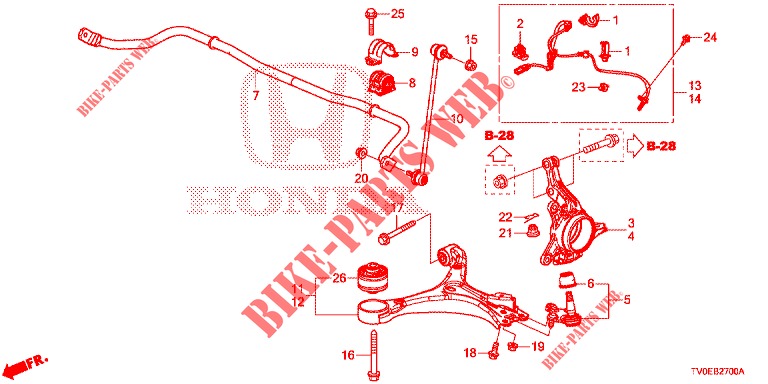 VOOR KNOKKEL  voor Honda CIVIC 1.4 EXECUTIVE TUNER LESS 5 deuren 6-versnellings handgeschakelde versnellingsbak 2014