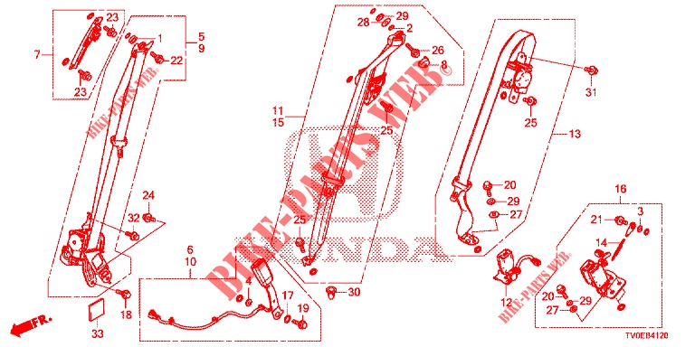 VOOR ZITTING/VEILIGHEIDSRIEMEN  voor Honda CIVIC 1.4 EXECUTIVE TUNER LESS 5 deuren 6-versnellings handgeschakelde versnellingsbak 2014