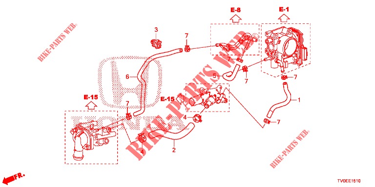 WATERSLANG/VERWARMING KANAAL (1.4L) voor Honda CIVIC 1.4 EXECUTIVE TUNER LESS 5 deuren 6-versnellings handgeschakelde versnellingsbak 2014