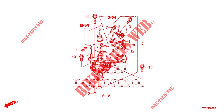 WISSELHENDEL(MT)  voor Honda CIVIC 1.4 EXECUTIVE TUNER LESS 5 deuren 6-versnellings handgeschakelde versnellingsbak 2014