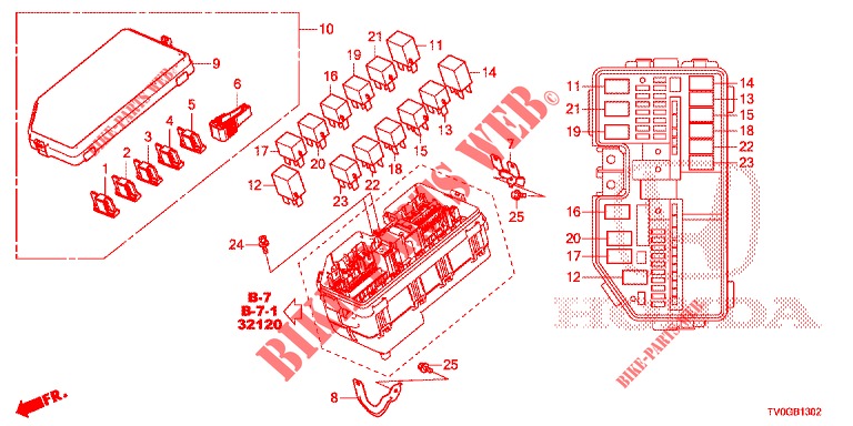 BEDIENINGSEENNEID (COMPARTIMENT MOTEUR) (2) voor Honda CIVIC DIESEL 1.6 EXECUTIVE 5 deuren 6-versnellings handgeschakelde versnellingsbak 2015