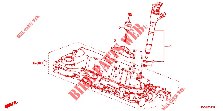 BRANDSTOF INSPUIT (DIESEL) voor Honda CIVIC DIESEL 1.6 EXECUTIVE EURO 6 5 deuren 6-versnellings handgeschakelde versnellingsbak 2015