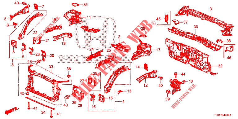 VOOR SCHOT/DASHBOARD  voor Honda CIVIC  1.0 ENTRY 5 deuren 6-versnellings handgeschakelde versnellingsbak 2018