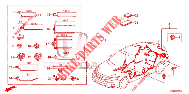 BEDRADINGSBUNDEL (4) (LH) voor Honda CIVIC 1.0 ENTRY 5 deuren CVT versnellingsbak 2018