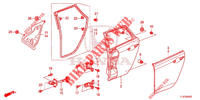 ACHTER PORTIER PANELEN(4DE)  voor Honda ACCORD TOURER 2.4 S 5 deuren 6-versnellings handgeschakelde versnellingsbak 2015