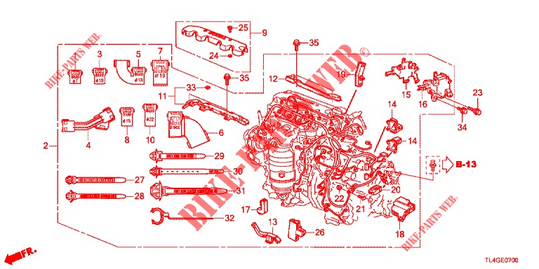 MOTOR BEDRADINGSBUNDEL (2.0L) voor Honda ACCORD TOURER 2.0 ELEGANCE PACK 5 deuren 6-versnellings handgeschakelde versnellingsbak 2013
