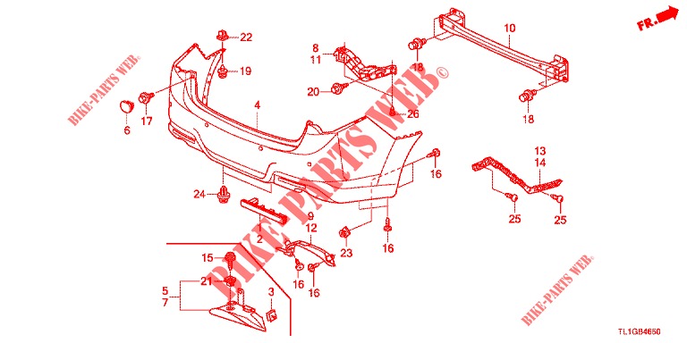 ACHTER BUMPER  voor Honda ACCORD DIESEL 2.2 EXECUTIVE 4 deuren 6-versnellings handgeschakelde versnellingsbak 2012