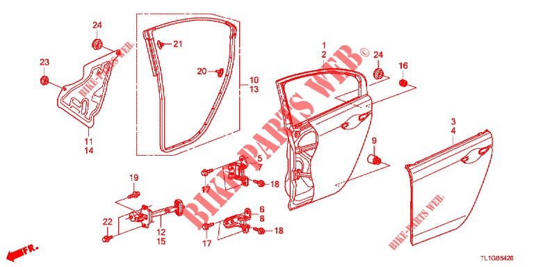ACHTER PORTIER PANELEN(4DE)  voor Honda ACCORD DIESEL 2.2 EXECUTIVE 4 deuren 6-versnellings handgeschakelde versnellingsbak 2012