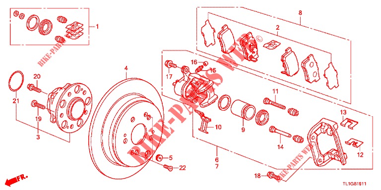 ACHTER REM (2) voor Honda ACCORD DIESEL 2.2 EXECUTIVE 4 deuren 6-versnellings handgeschakelde versnellingsbak 2012