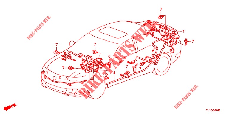 BEDRADINGSBUNDEL (2) (LH) voor Honda ACCORD DIESEL 2.2 EXECUTIVE 4 deuren 6-versnellings handgeschakelde versnellingsbak 2012