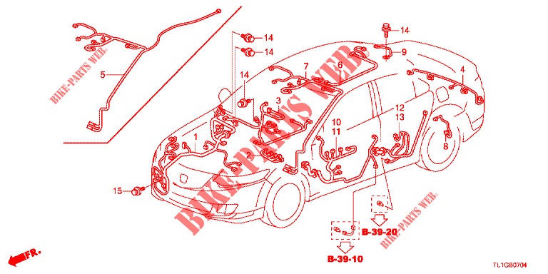 BEDRADINGSBUNDEL (3) (LH) voor Honda ACCORD DIESEL 2.2 EXECUTIVE 4 deuren 6-versnellings handgeschakelde versnellingsbak 2012