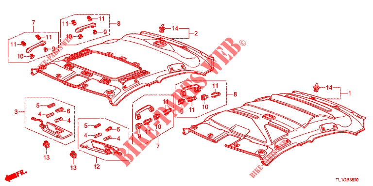 DAK VOERING  voor Honda ACCORD DIESEL 2.2 EXECUTIVE 4 deuren 6-versnellings handgeschakelde versnellingsbak 2012
