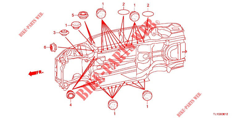 DOORVOERTULLE (INFERIEUR) voor Honda ACCORD DIESEL 2.2 EXECUTIVE 4 deuren 6-versnellings handgeschakelde versnellingsbak 2012
