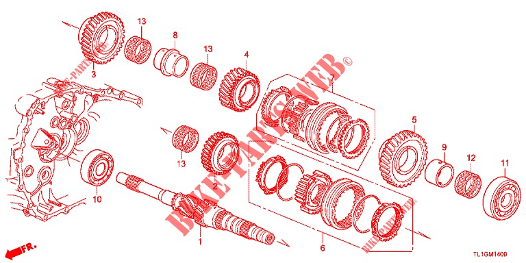 HOOFDAS (DIESEL) voor Honda ACCORD DIESEL 2.2 EXECUTIVE 4 deuren 6-versnellings handgeschakelde versnellingsbak 2012