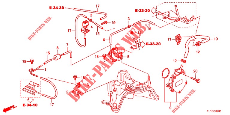 INSTALLATIEPIJP/VACUUMPOMP (DIESEL) voor Honda ACCORD DIESEL 2.2 EXECUTIVE 4 deuren 6-versnellings handgeschakelde versnellingsbak 2012