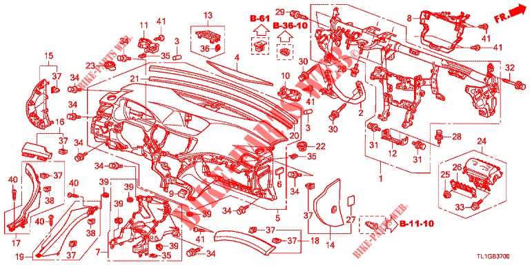 INSTRUMENTEN PANEEL BOVEN (LH) voor Honda ACCORD DIESEL 2.2 EXECUTIVE 4 deuren 6-versnellings handgeschakelde versnellingsbak 2012