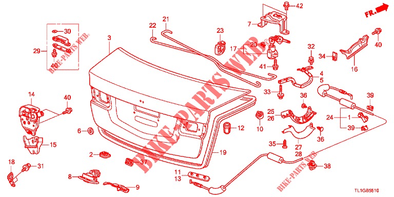 KOFFERBAK KLEP(4DE)  voor Honda ACCORD DIESEL 2.2 EXECUTIVE 4 deuren 6-versnellings handgeschakelde versnellingsbak 2012
