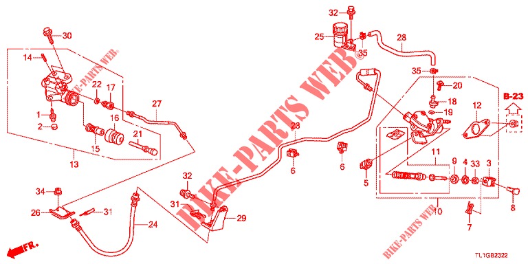 KOPPELING HOOFDCILINDER (DIESEL) (LH) voor Honda ACCORD DIESEL 2.2 EXECUTIVE 4 deuren 6-versnellings handgeschakelde versnellingsbak 2012