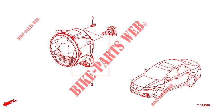 MISTLAMP  voor Honda ACCORD DIESEL 2.2 EXECUTIVE 4 deuren 6-versnellings handgeschakelde versnellingsbak 2012