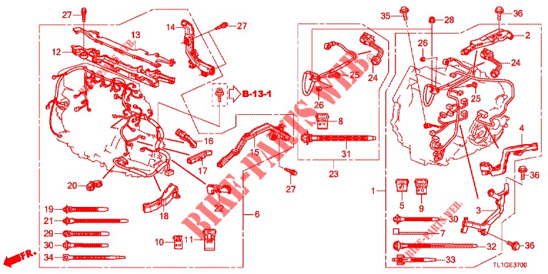 MOTOR BEDRADINGSBUNDEL (DIESEL) voor Honda ACCORD DIESEL 2.2 EXECUTIVE 4 deuren 6-versnellings handgeschakelde versnellingsbak 2012