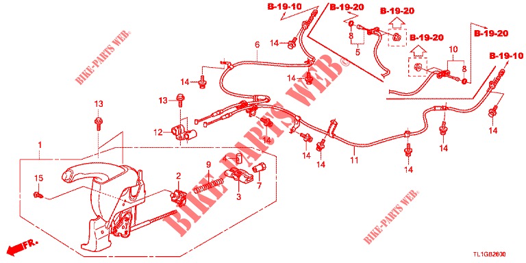 PARKEERREM (LH) voor Honda ACCORD DIESEL 2.2 EXECUTIVE 4 deuren 6-versnellings handgeschakelde versnellingsbak 2012