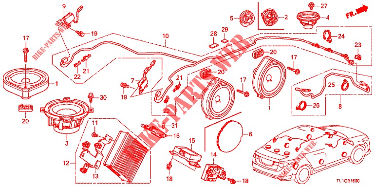 RADIO ANTENNE/LUIDSPREKER (LH) voor Honda ACCORD DIESEL 2.2 EXECUTIVE 4 deuren 6-versnellings handgeschakelde versnellingsbak 2012