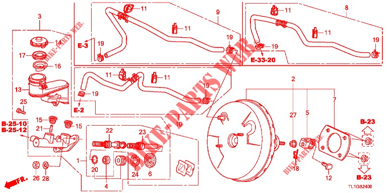 REM HOOFDCILINDER/HOOFDSPANNING (LH) voor Honda ACCORD DIESEL 2.2 EXECUTIVE 4 deuren 6-versnellings handgeschakelde versnellingsbak 2012