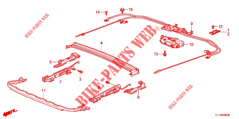 SCHUIFDAK KOMPONENTEN  voor Honda ACCORD DIESEL 2.2 EXECUTIVE 4 deuren 6-versnellings handgeschakelde versnellingsbak 2012