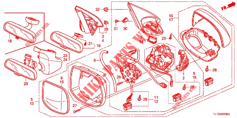 SPIEGEL/ZONNEKLEP  voor Honda ACCORD DIESEL 2.2 EXECUTIVE 4 deuren 6-versnellings handgeschakelde versnellingsbak 2012