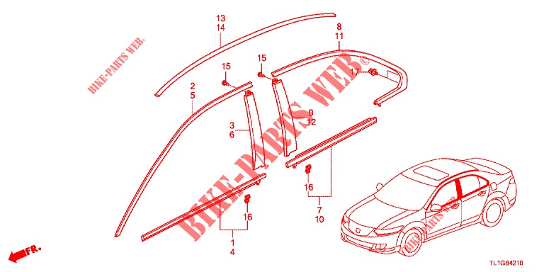 VOOR GRILLE/GIETWERK  voor Honda ACCORD DIESEL 2.2 EXECUTIVE 4 deuren 6-versnellings handgeschakelde versnellingsbak 2012