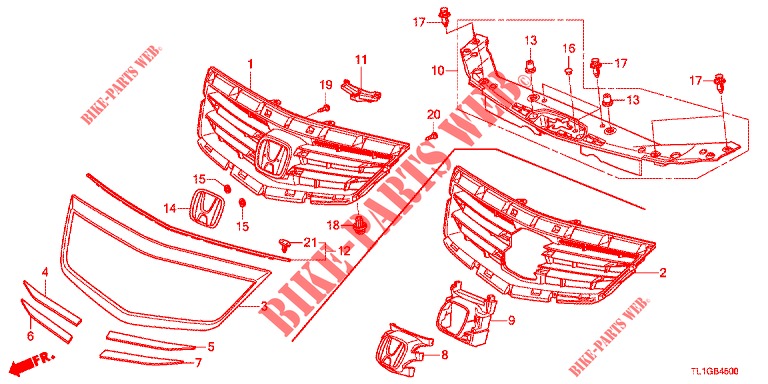 VOOR GRILLE/GIETWERK  voor Honda ACCORD DIESEL 2.2 EXECUTIVE 4 deuren 6-versnellings handgeschakelde versnellingsbak 2012