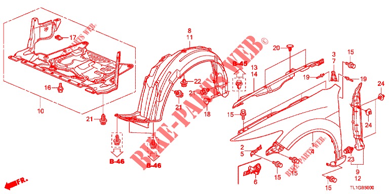 VOOR KAPPEN  voor Honda ACCORD DIESEL 2.2 EXECUTIVE 4 deuren 6-versnellings handgeschakelde versnellingsbak 2012