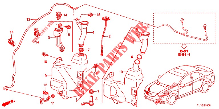 VOOR RUITEWISSER (2DE)  voor Honda ACCORD DIESEL 2.2 EXECUTIVE 4 deuren 6-versnellings handgeschakelde versnellingsbak 2012