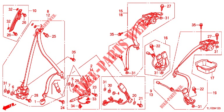 VOOR ZITTING/VEILIGHEIDSRIEMEN  voor Honda ACCORD DIESEL 2.2 EXECUTIVE 4 deuren 6-versnellings handgeschakelde versnellingsbak 2012